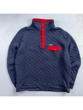 Patagonia Quilt SnapT Pullover Jacket Mens XL Navy Blue Organic Cotton 25371